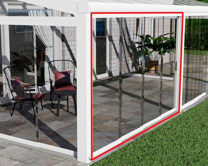 Terrassenüberdachung Glasschiebesystem Terrassenüberdachung Glasschiebesystem mit 10 mm ESG-Glas
