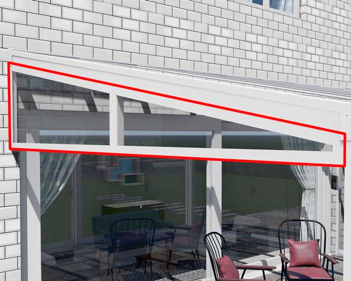 Terrassenüberdachung Seitenkeil Terrassenüberdachung Seitenkeil mit 8 mm VSG-Glas